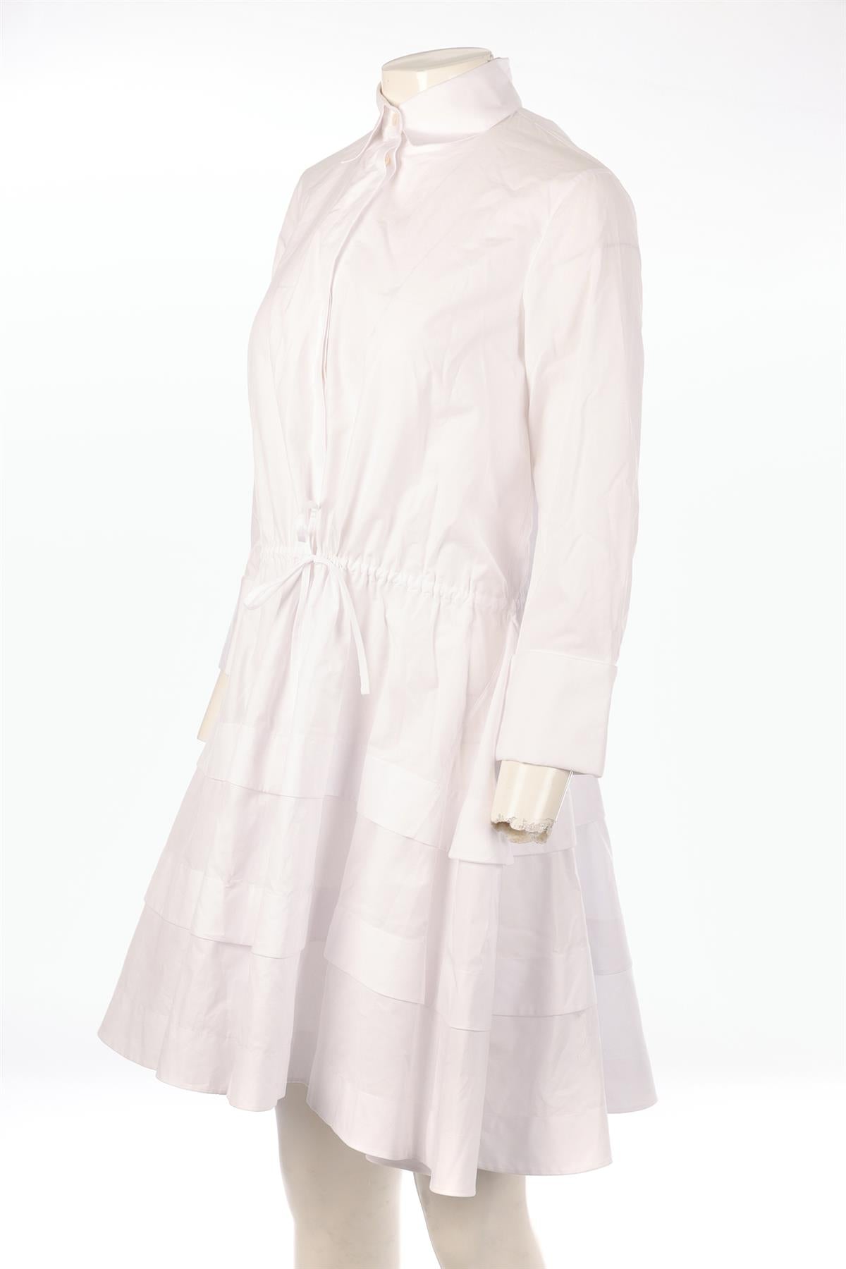 ALAÏA WHITE COTTON MIDI DRESS FR 36 UK 8