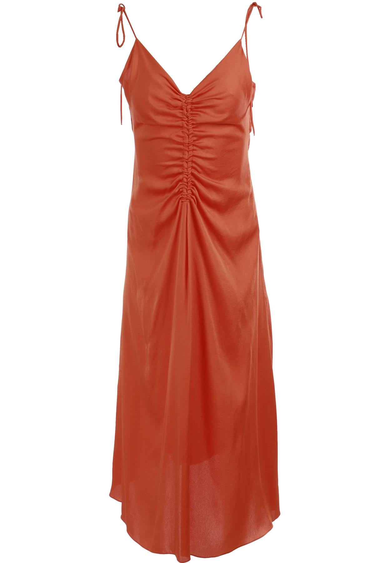 SANDRO ORANGE CREPE MIDI DRESS FR 38 UK 10