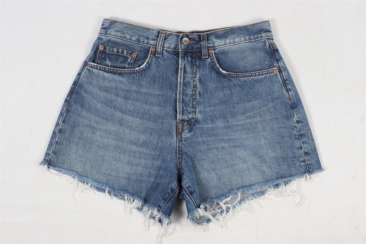GRLFRND BLUE HIGH RISE DENIM SHORTS W28 UK 10