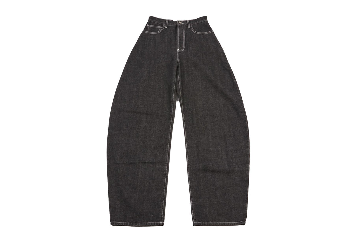 ALAÏA GREY HIGH RISE TAPERED JEANS FR 38