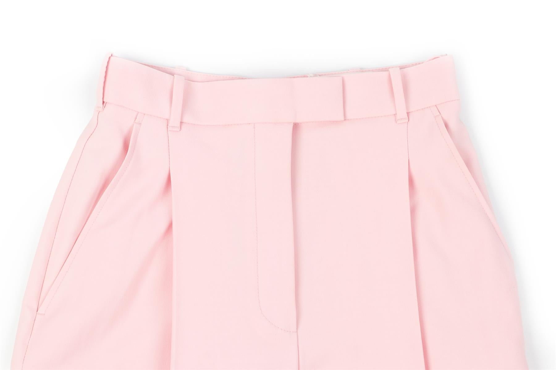 ALEXANDER MCQUEEN PINK WOOL STRAIGHT LEG PANTS IT 38 UK 6