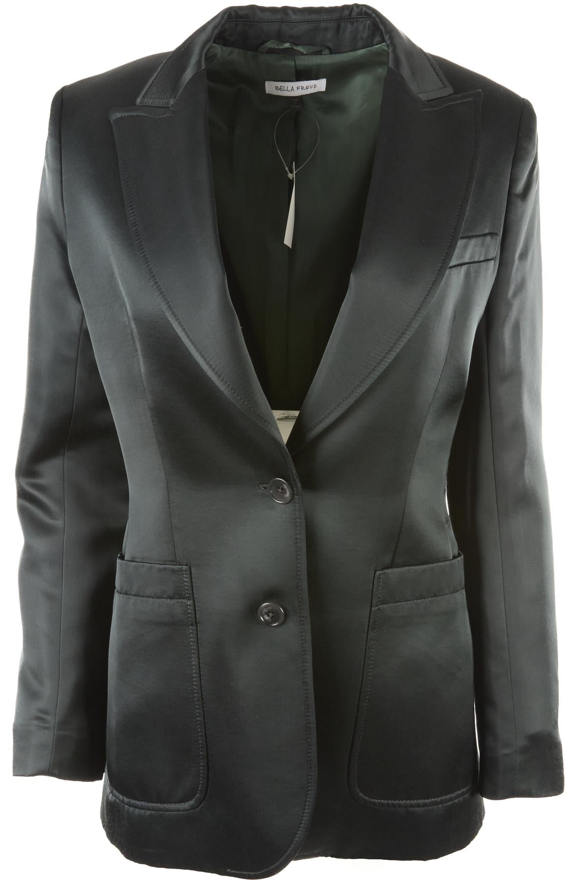 BELLA FREUD GREEN SATIN BLAZER UK 8