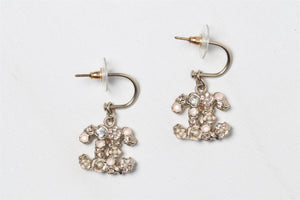 CHANEL PINK 2011 CC SILVER TONE EARRINGS