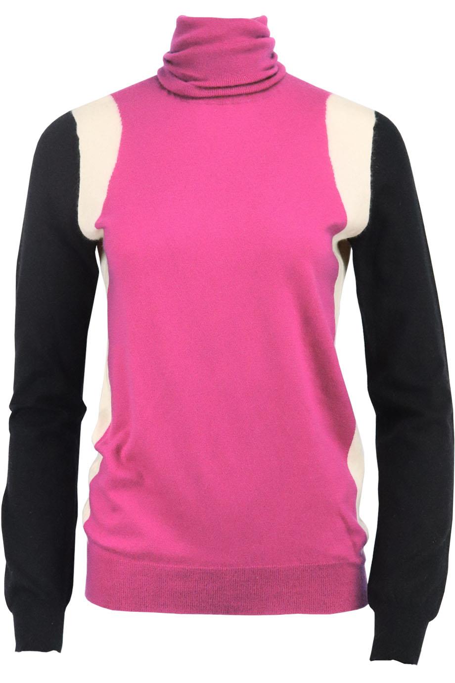 COLOURBLOCK CASHMERE TURTLENECK SWEATER