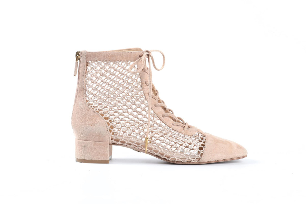 CHRISTIAN DIOR NUDE NAUGHTILY-D SUEDE ANKLE BOOTS EU 38 UK 5 US 8