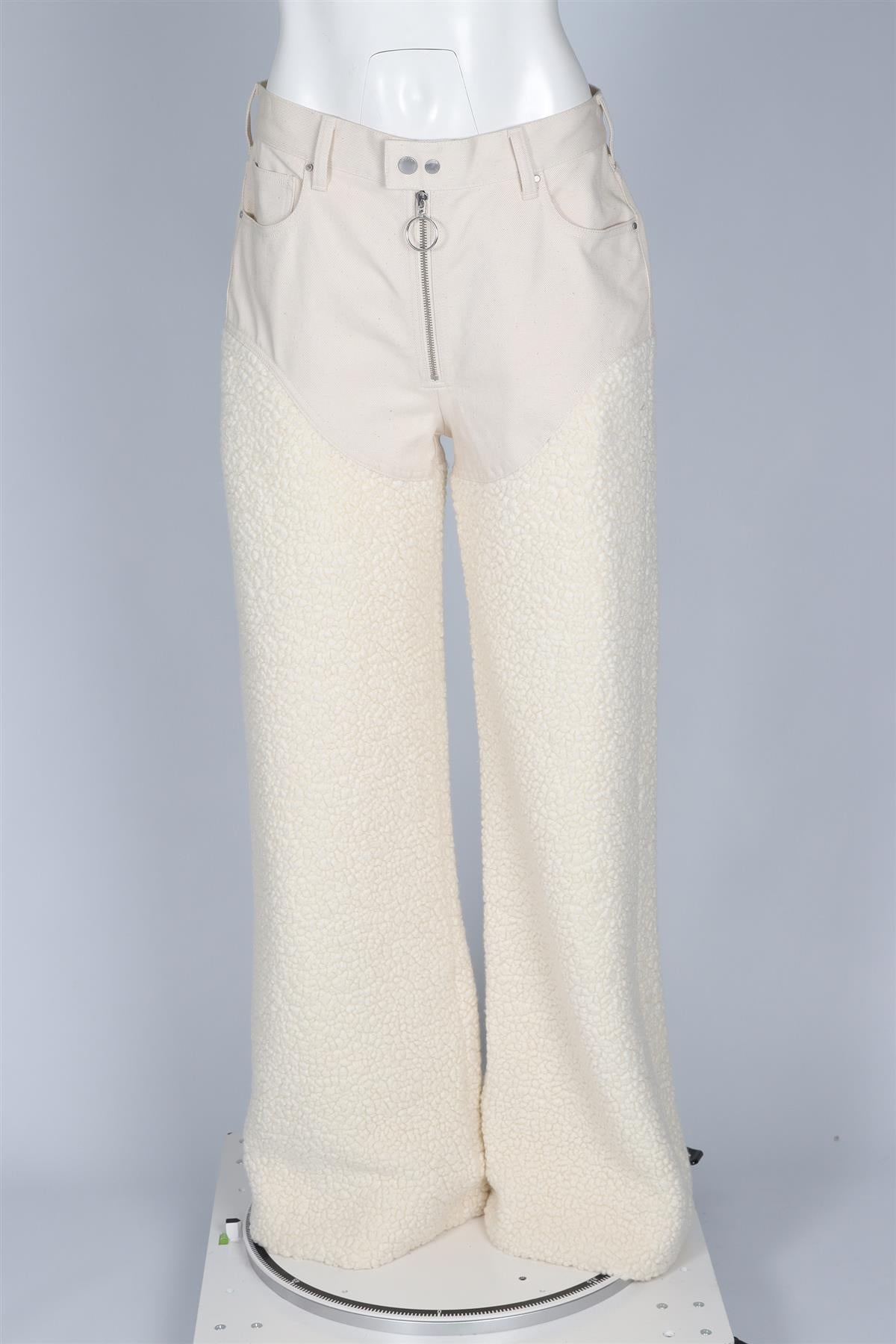 CORDOVA CREAM FAUX SHEARLING STRAIGHT LEG PANTS LARGE
