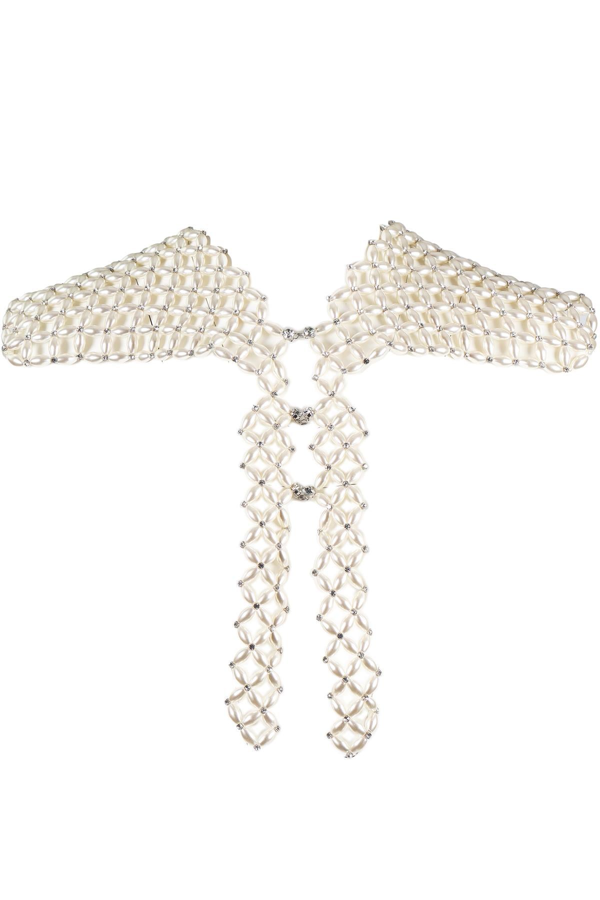 SIMONE ROCHA IVORY CRYSTAL AND FAUX PEARL COLLAR