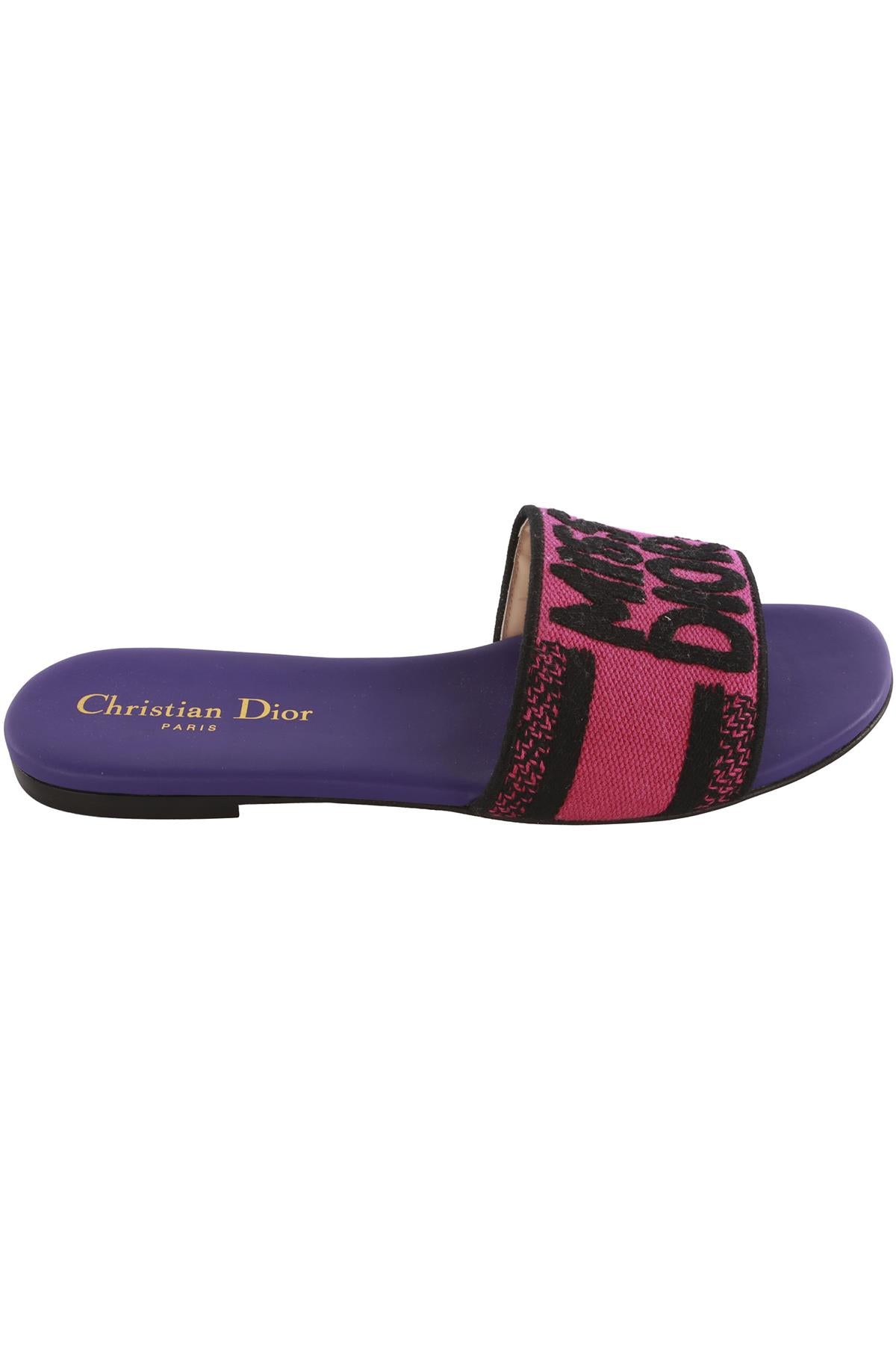 CHRISTIAN DIOR PURPLE DWAY CANVAS AND LEATHER SANDALS EU 36 UK 3 US 6