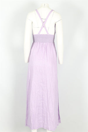 HEIDI KLEIN PURPLE LINEN MAXI DRESS MEDIUM