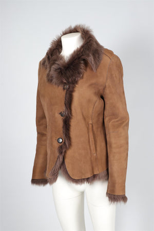 JOSEPH BROWN SHEARLING AND SUEDE JACKET FR 44 UK 16