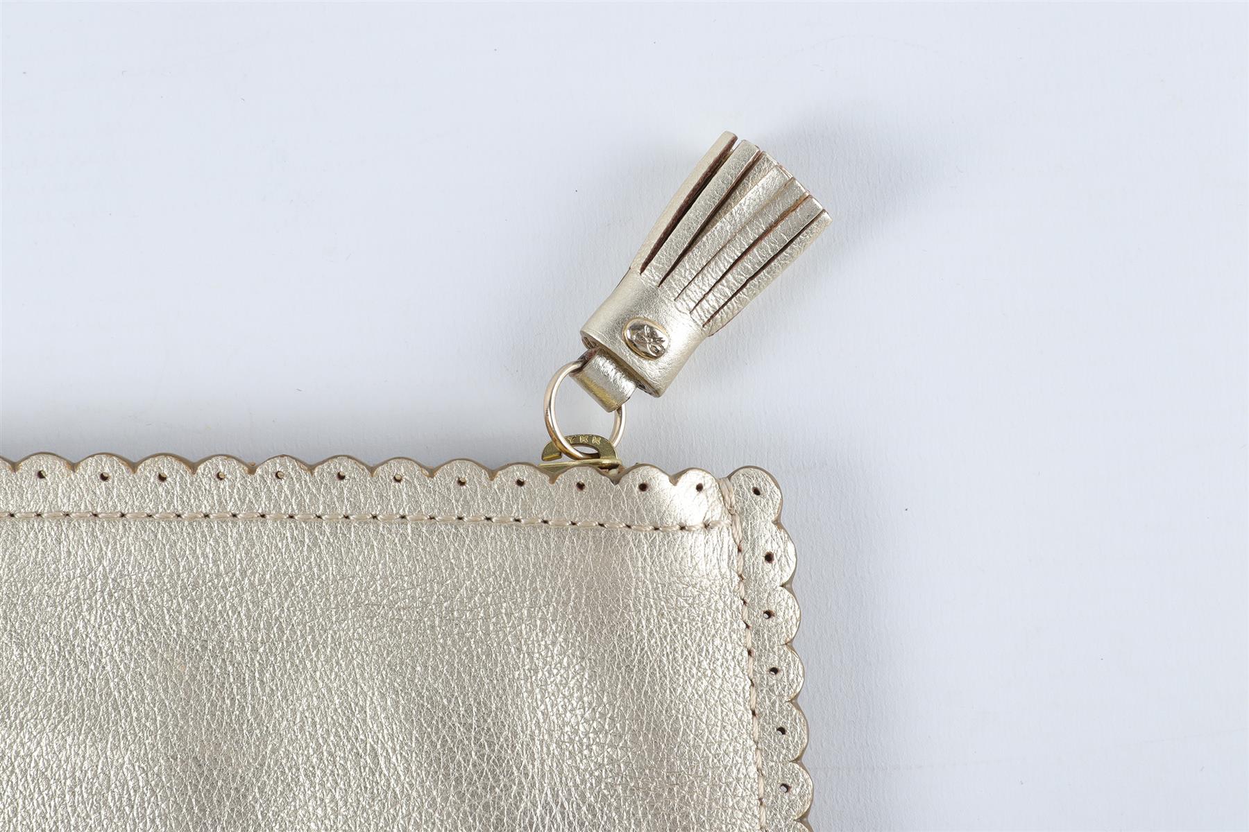ANYA HINDMARCH GOLD SMALL LEATHER POUCH