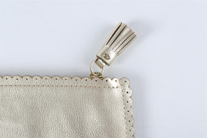 ANYA HINDMARCH GOLD SMALL LEATHER POUCH