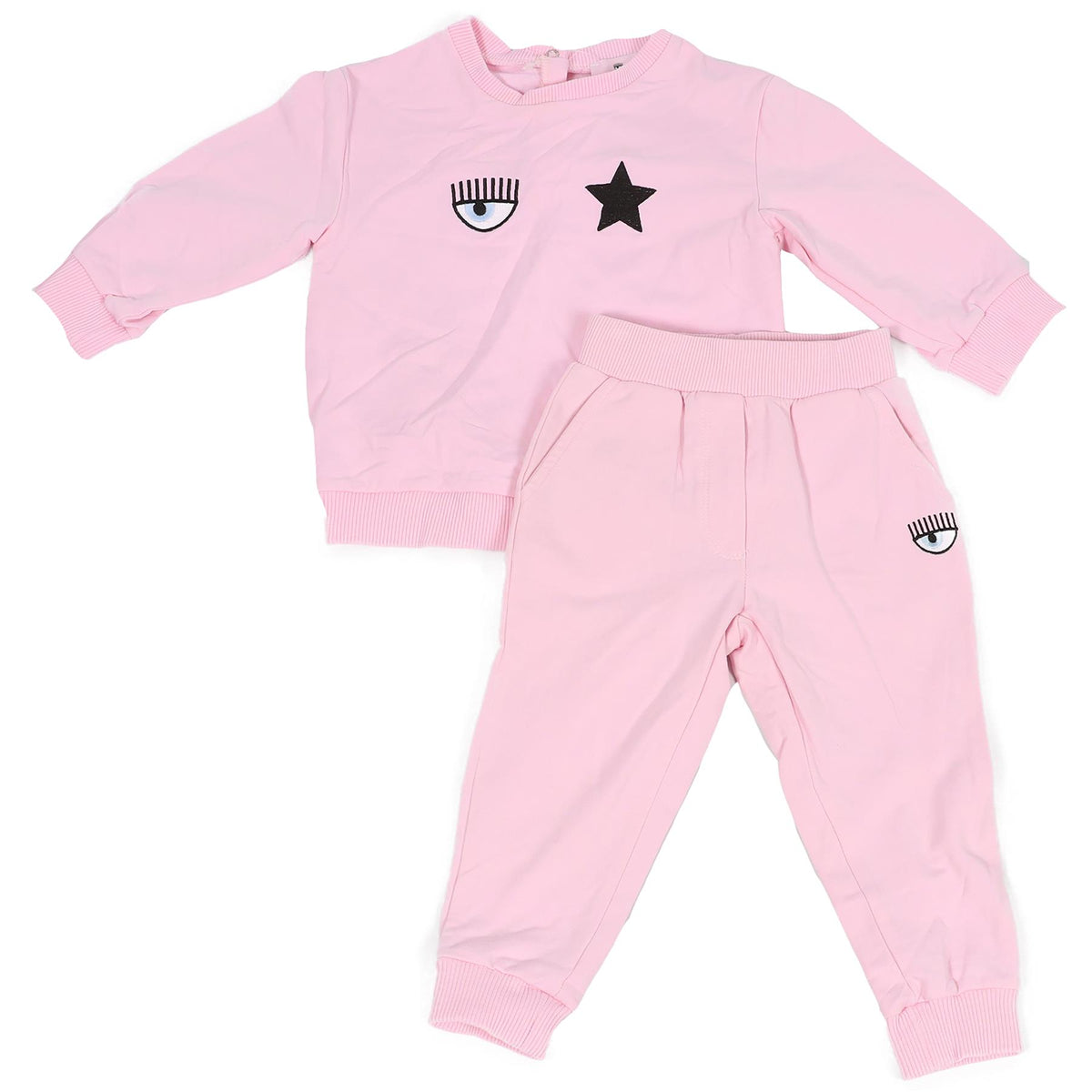 CHIARA FERRAGNI PINK BABY GIRLS SWEATSHIRT AND PANTS SET 18 MONTHS