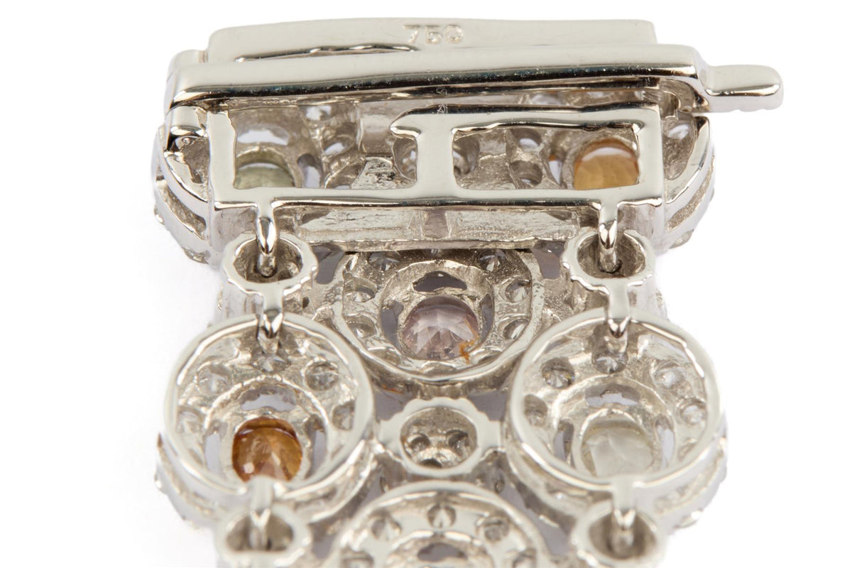 18K WHITE GOLD DIAMOND AND GEMSTONE BRACELET