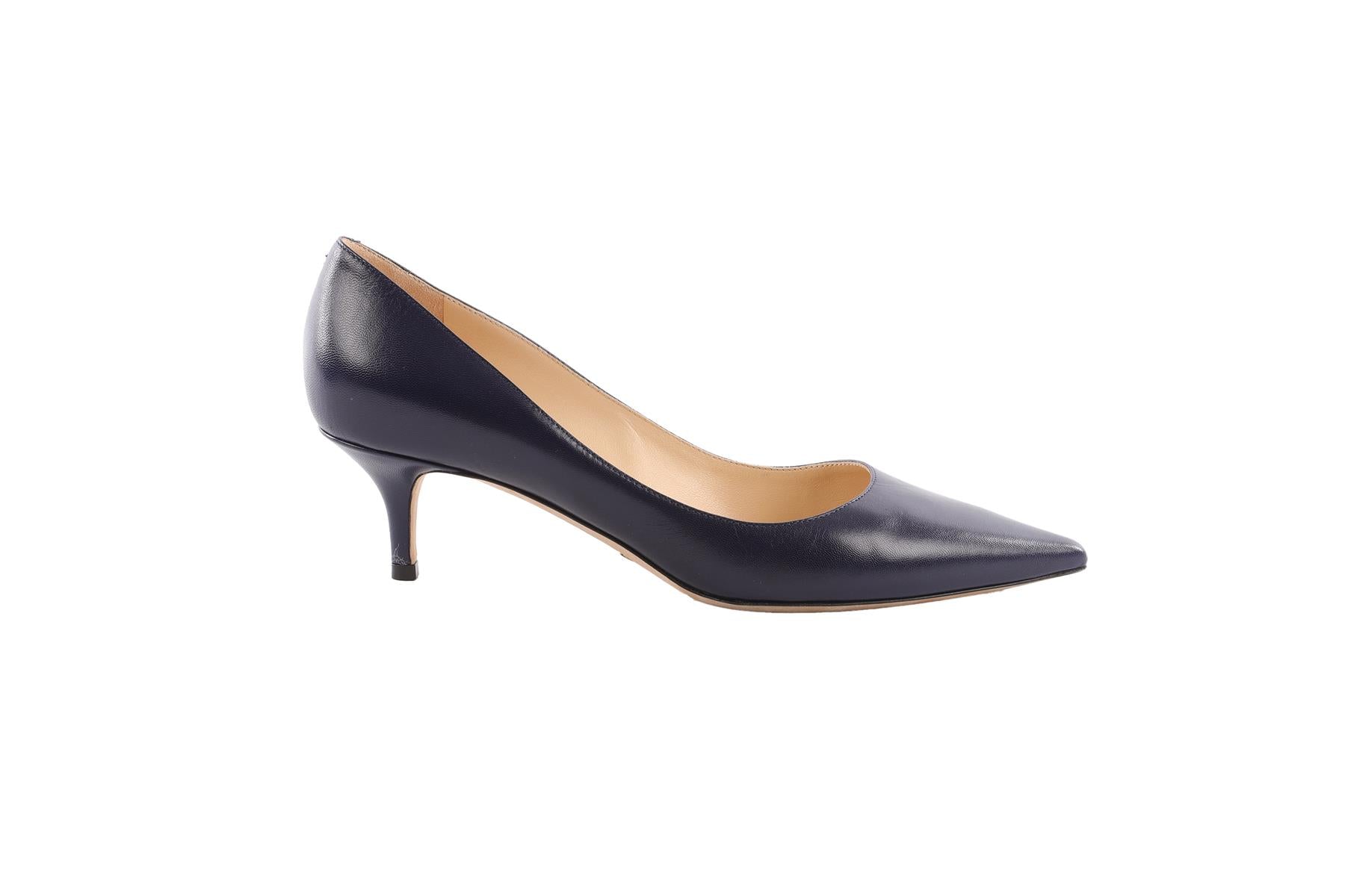 JIMMY CHOO NAVY LEATHER PUMPS EU 36.5 UK 3.5 US 6.5
