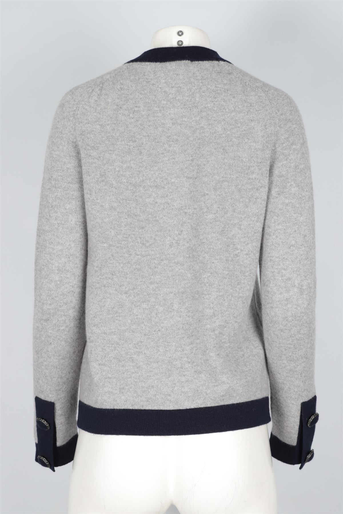 CHANEL GREY 2015 CASHMERE CARDIGAN FR 36 UK 8
