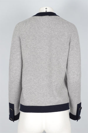 CHANEL GREY 2015 CASHMERE CARDIGAN FR 36 UK 8