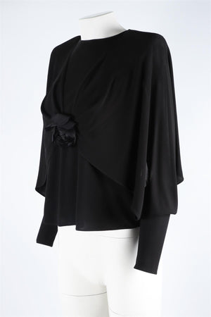 SAINT LAURENT BLACK 2022 CREPE TOP MEDIUM
