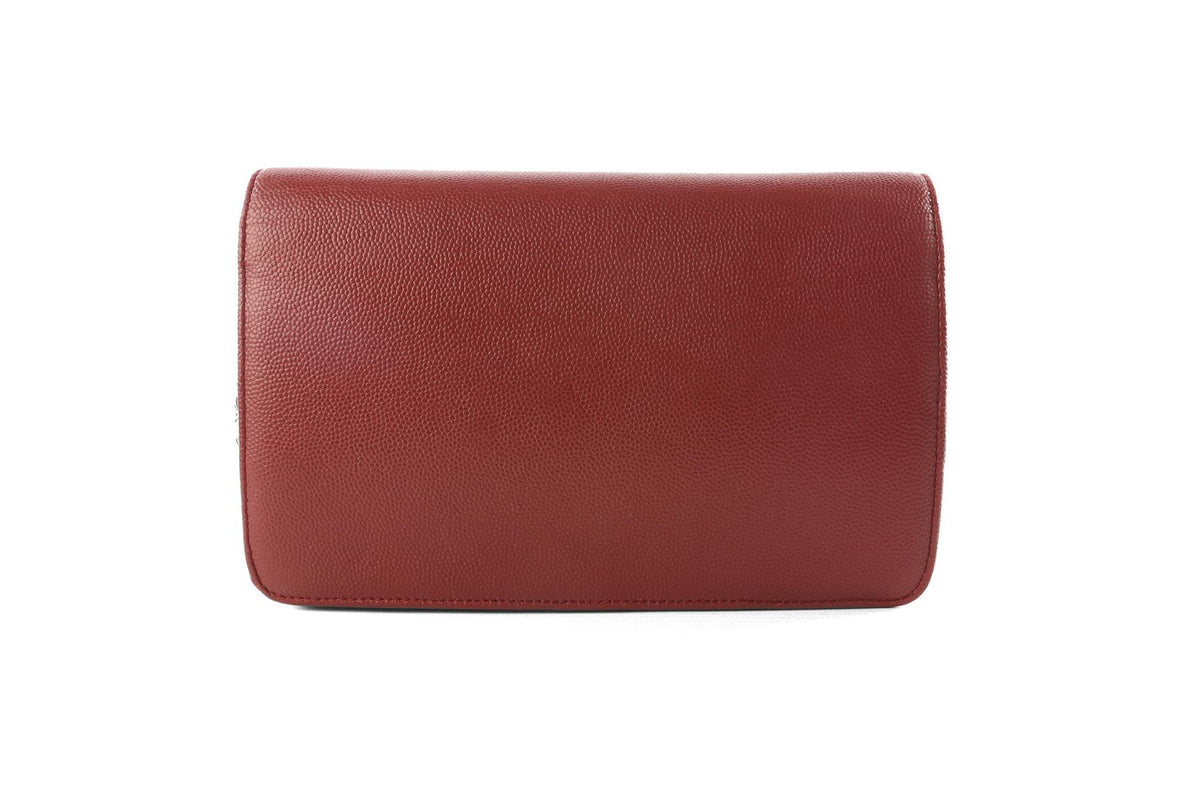 CHANEL RED 2012 SEVRUGA WALLET ON CHAIN CAVIAR LEATHER CROSSBODY BAG