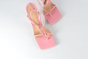 BOTTEGA VENETA PINK LEATHER SANDALS EU 38.5 UK 5.5 US 8.5