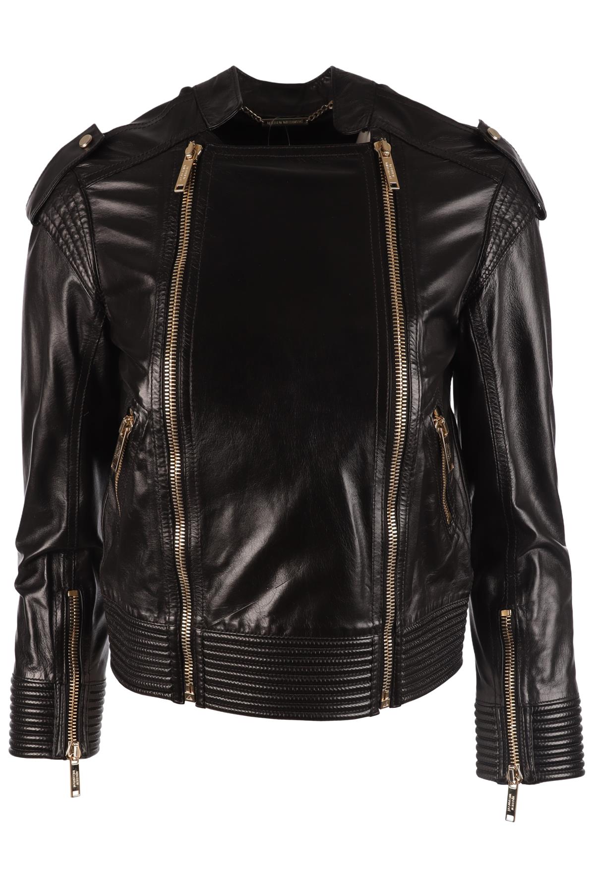 MATTHEW WILLIAMSON BLACK LEATHER JACKET UK 8