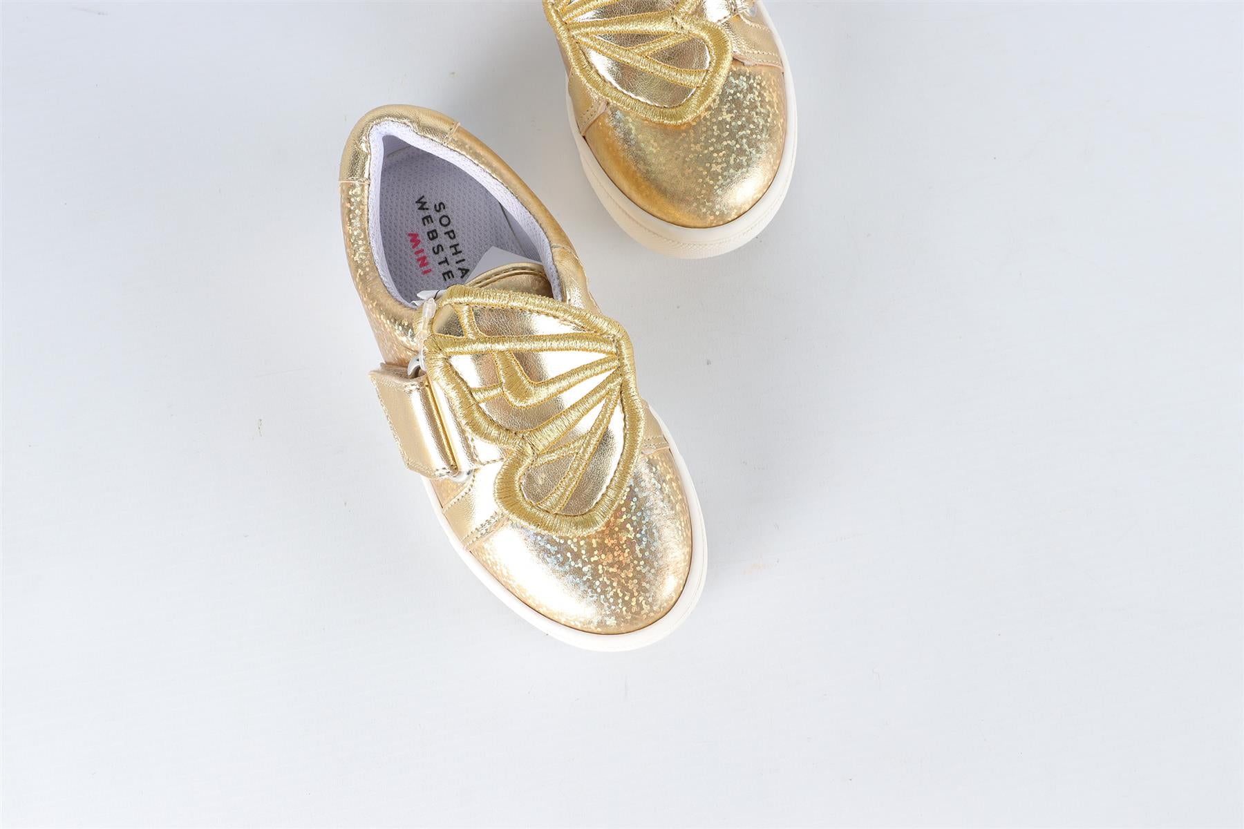 SOPHIA WEBSTER GOLD KIDS GIRLS LEATHER SNEAKERS EU 25 UK 8 US 9