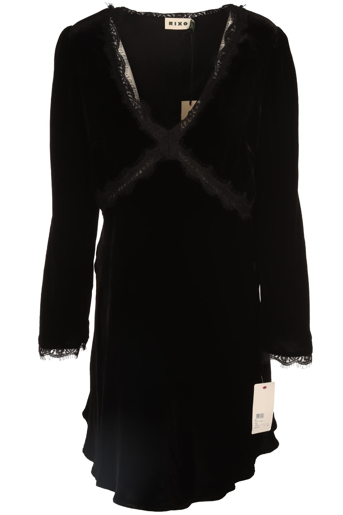 RIXO BLACK VELVET MINI DRESS UK 14