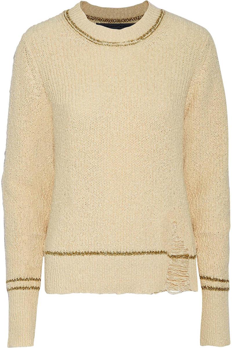 RAQUEL ALLEGRA METALLIC DISTRESSED COTTON BLEND SWEATER UK 12