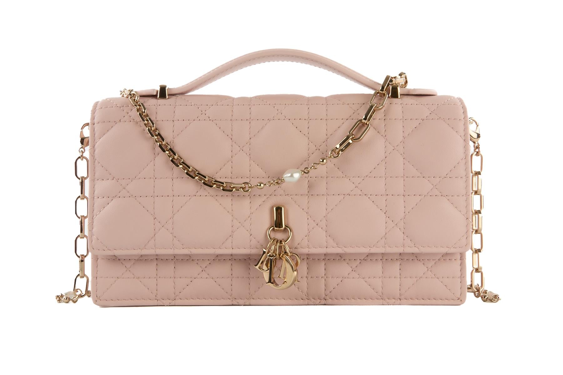 CHRISTIAN DIOR PINK MY DIOR MINI CANNAGE LEATHER CROSSBODY BAG
