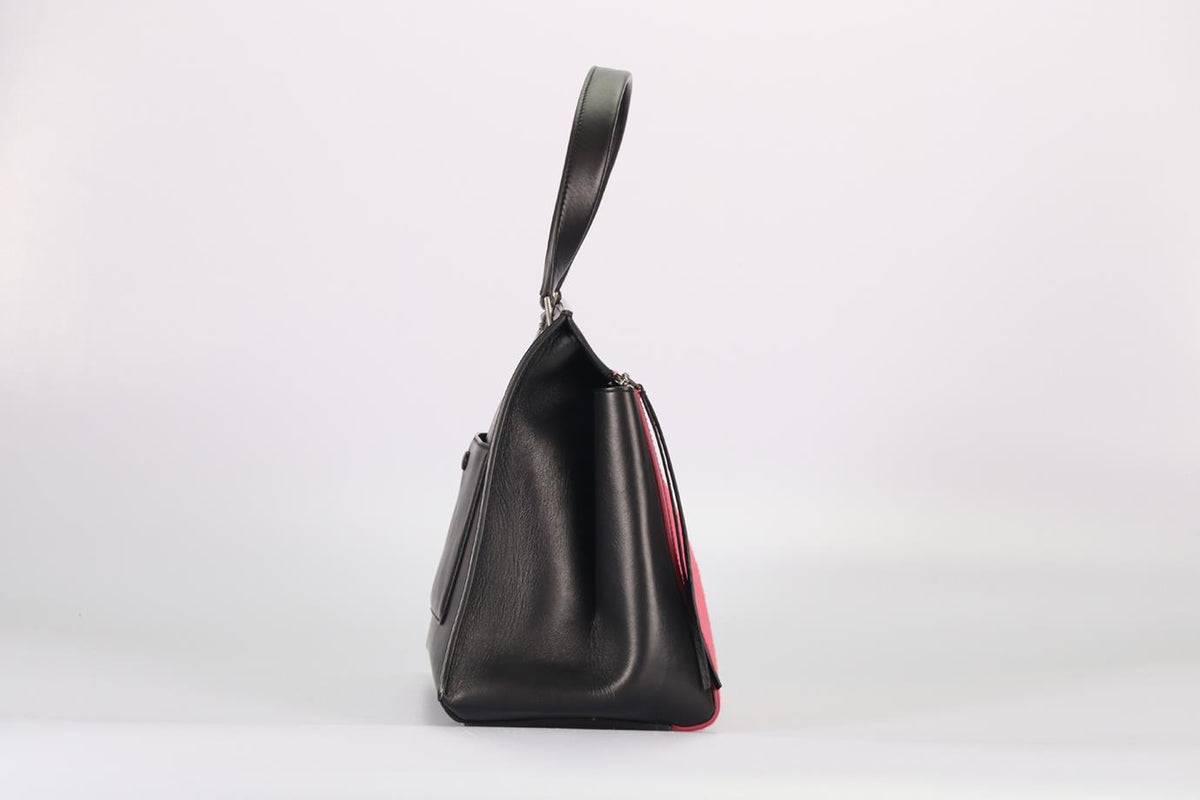 CELINE EDGE LARGE CALF HAIR AND LEATHER SHOULDER BAG