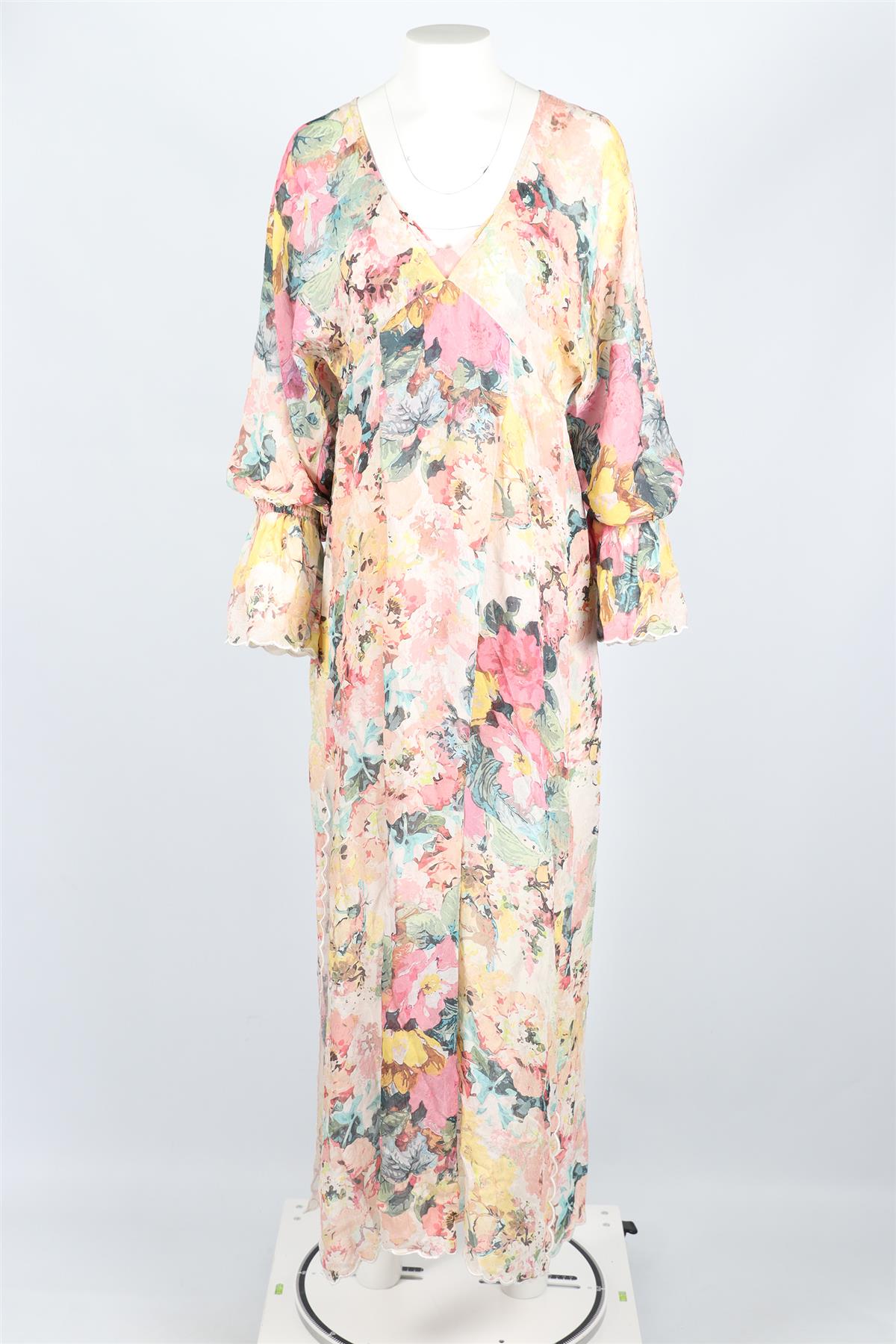 HEMANT & NANDITA MULTICOLOURED CHIFFON MAXI DRESS MEDIUM