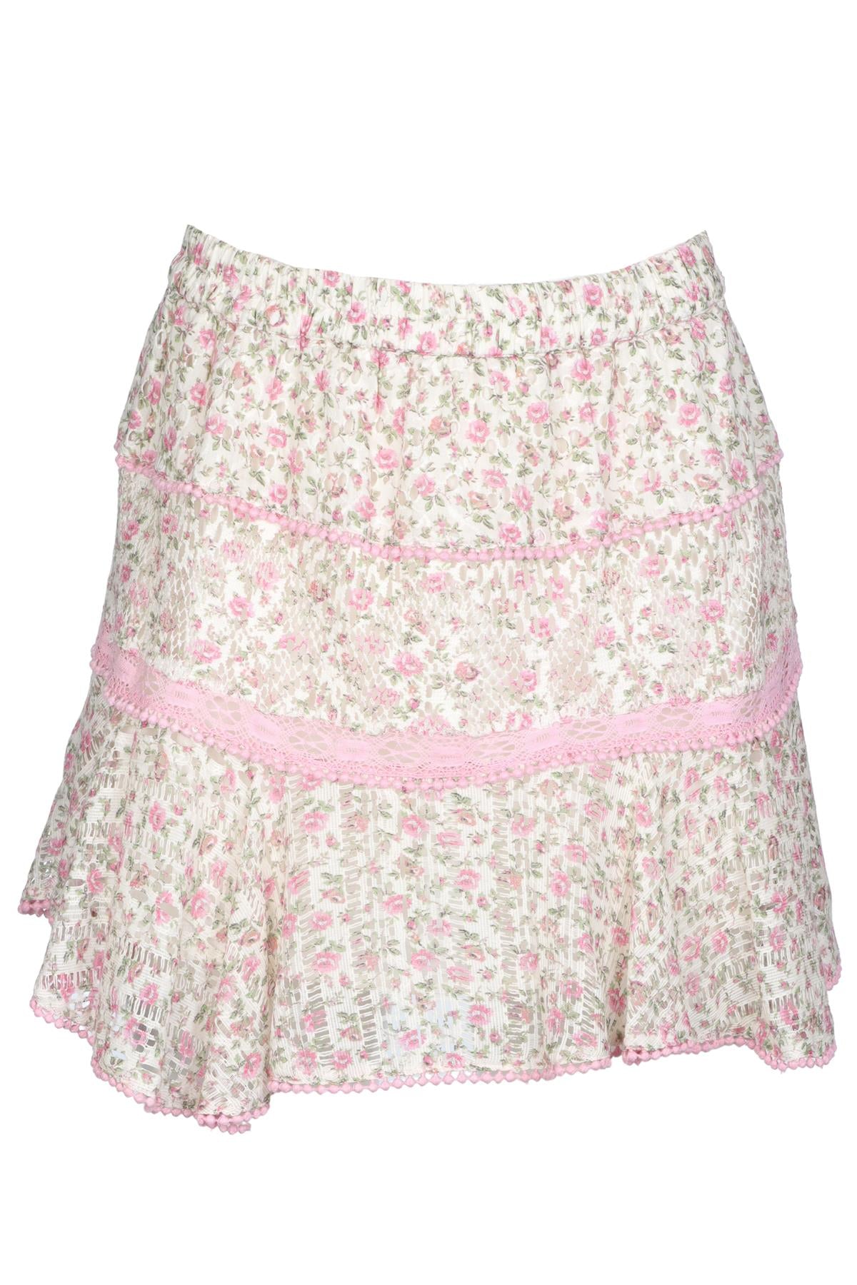 LOVESHACKFANCY PINK COTTON MINI SKIRT SMALL