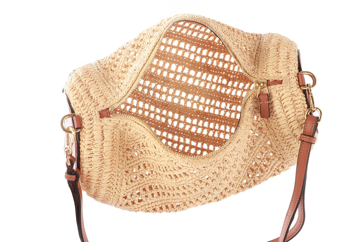 LOEWE + PAULA'S IBIZA BEIGE BRACELET RAFFIA SHOULDER BAG
