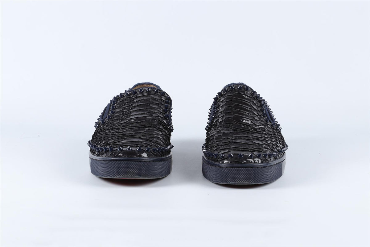 CHRISTIAN LOUBOUTIN NAVY MEN'S SPIKED PYTHON SNEAKERS EU 43 UK 9 US 10