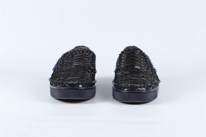 CHRISTIAN LOUBOUTIN NAVY MEN'S SPIKED PYTHON SNEAKERS EU 43 UK 9 US 10