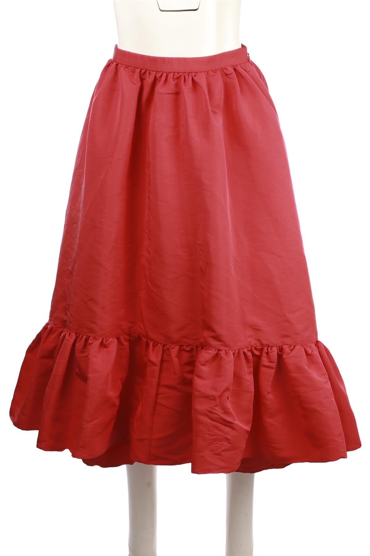 RED SILK MAXI SKIRT