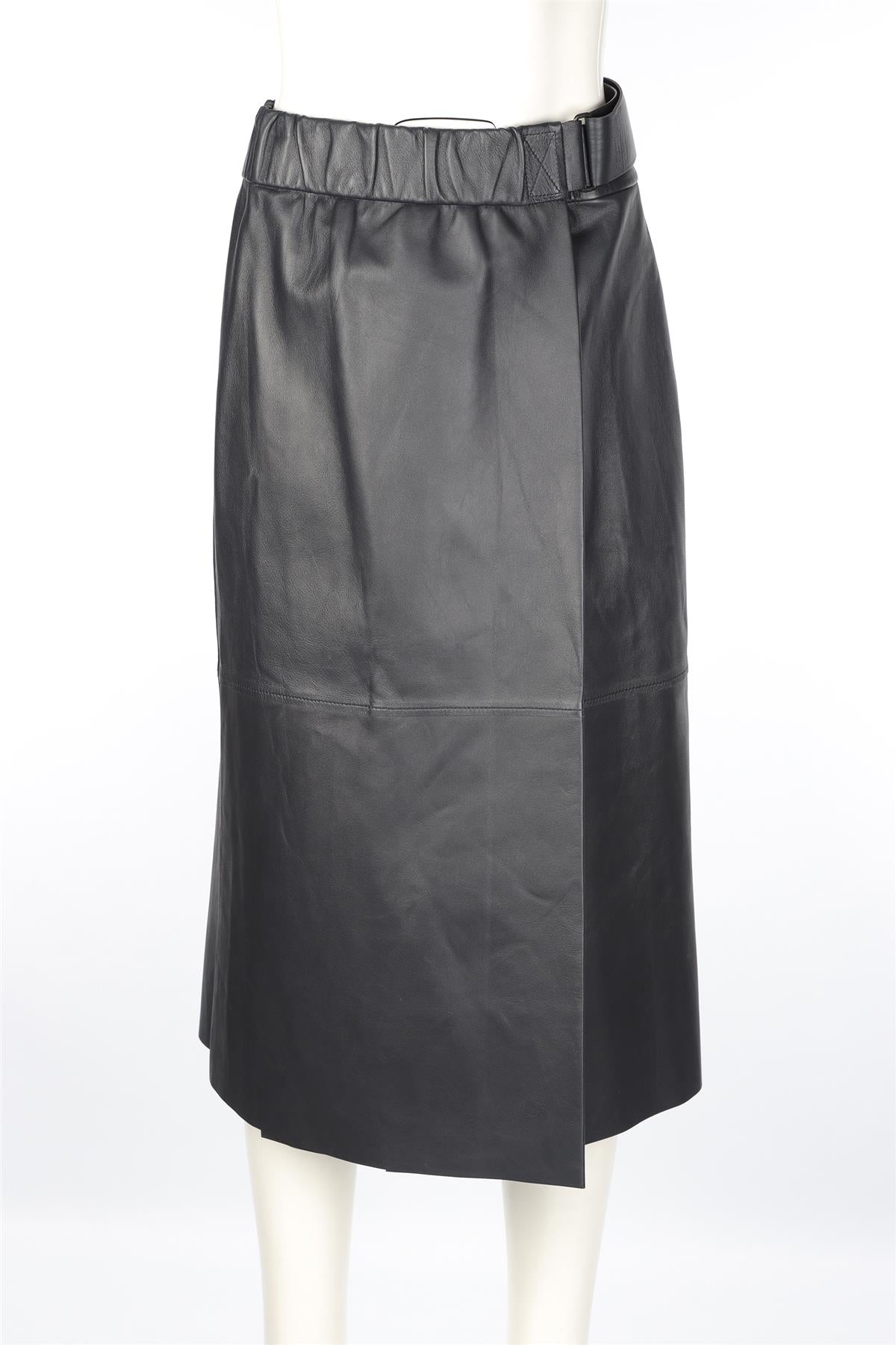 ACNE STUDIOS NAVY LEATHER MIDI SKIRT UK 10