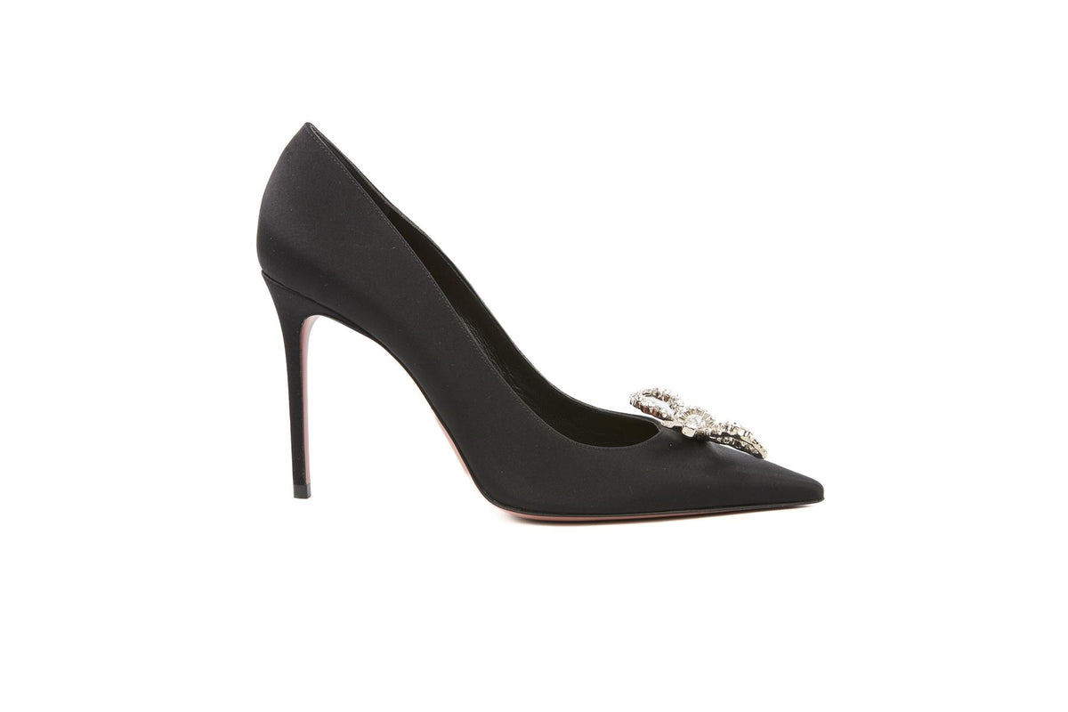 AMINA MUADDI BLACK CRYSTAL AND SATIN PUMPS EU 37.5 UK 4.5 US 7.5