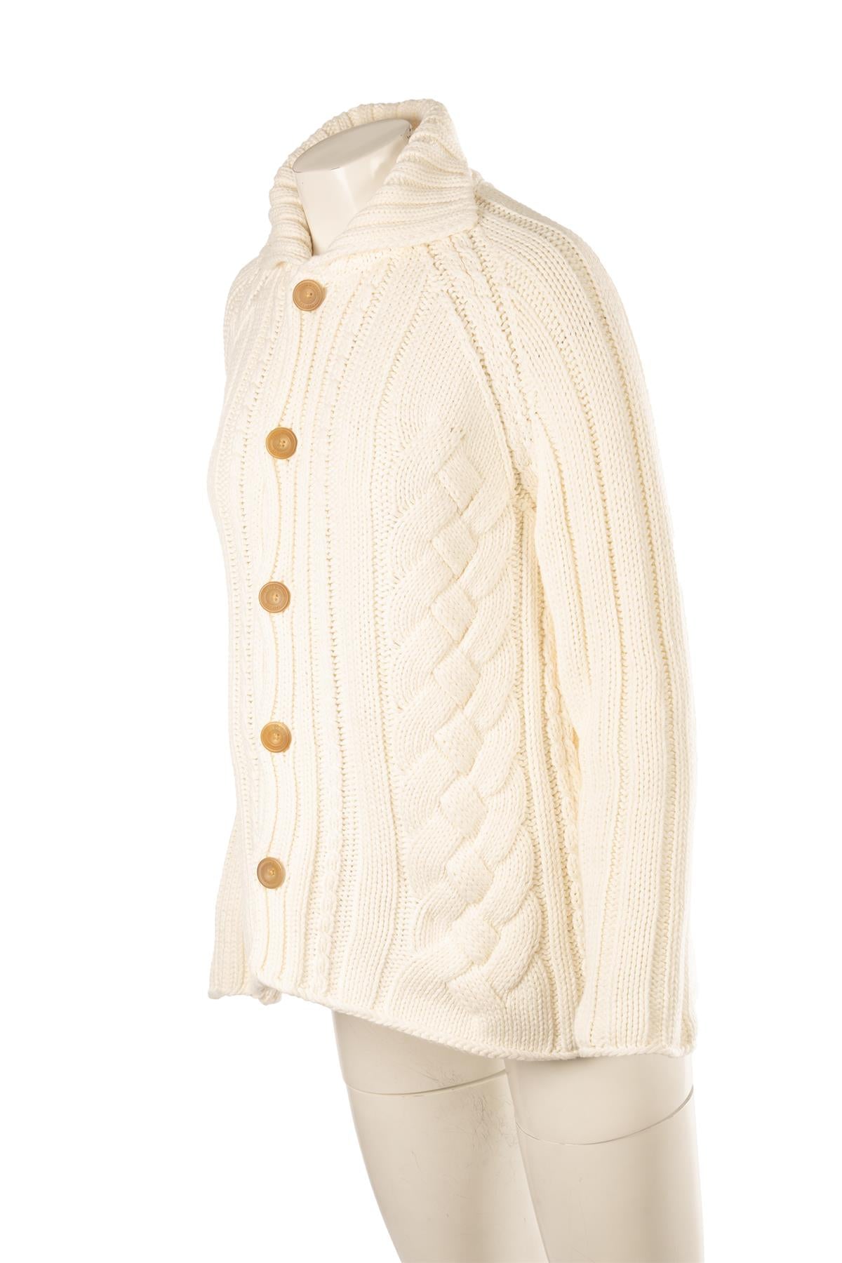 FRANK & EILEEN IVORY COTTON CARDIGAN SMALL