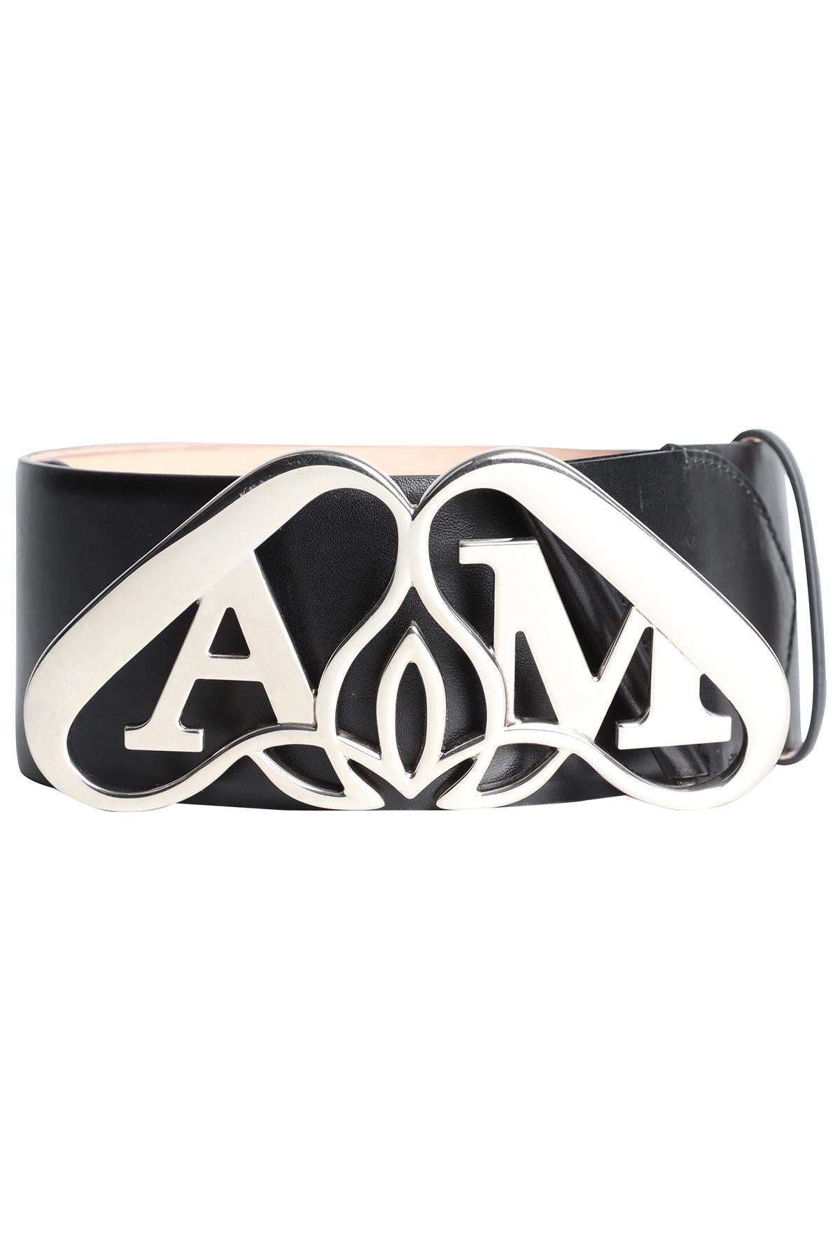 ALEXANDER MCQUEEN BLACK LEATHER WAIST BELT 75 CM
