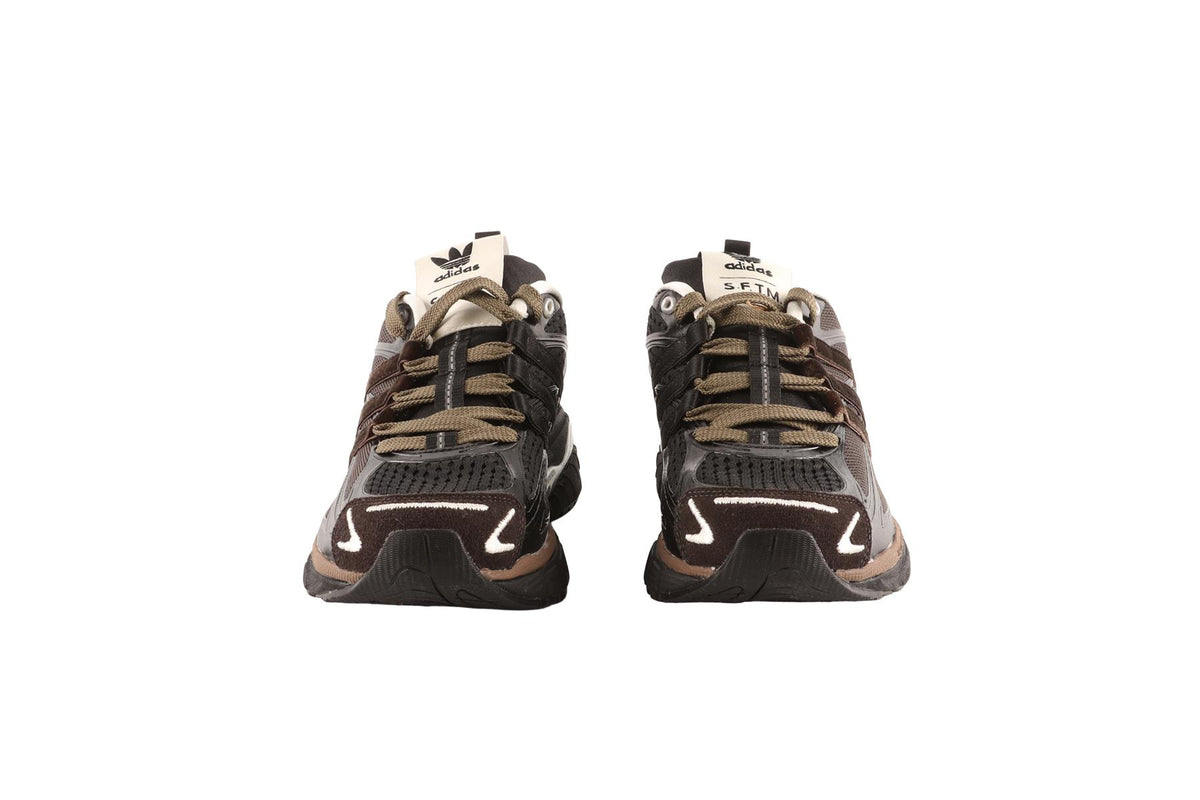 ADIDAS + SONG FOR THE MUTE BLACK ADISTAR CORE BLACK, DARK BROWN & EARTH STRATA SNEAKERS FR 38 2/3 UK 5.5 US 6