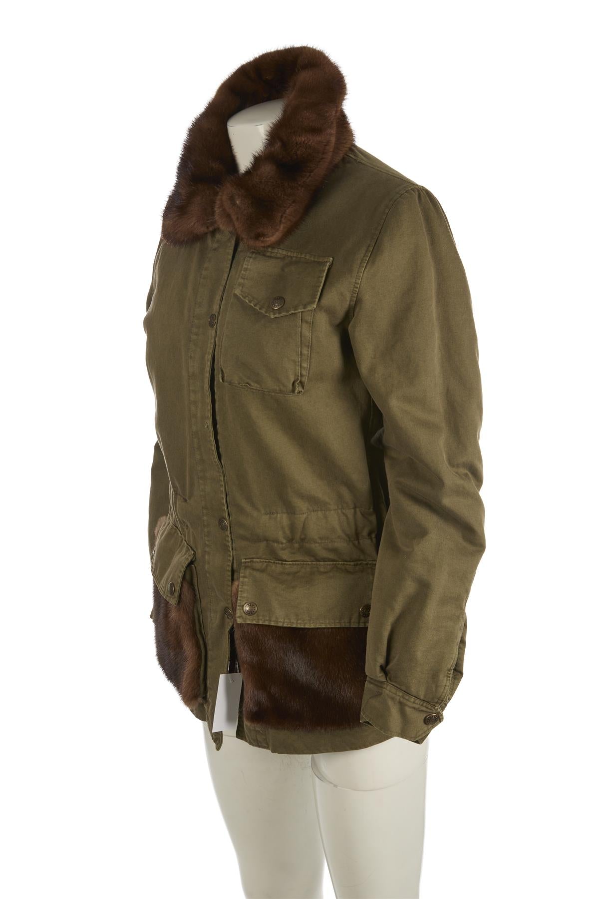UNBRANDED GREEN MINK FUR AND COTTON JACKET MEDIUM