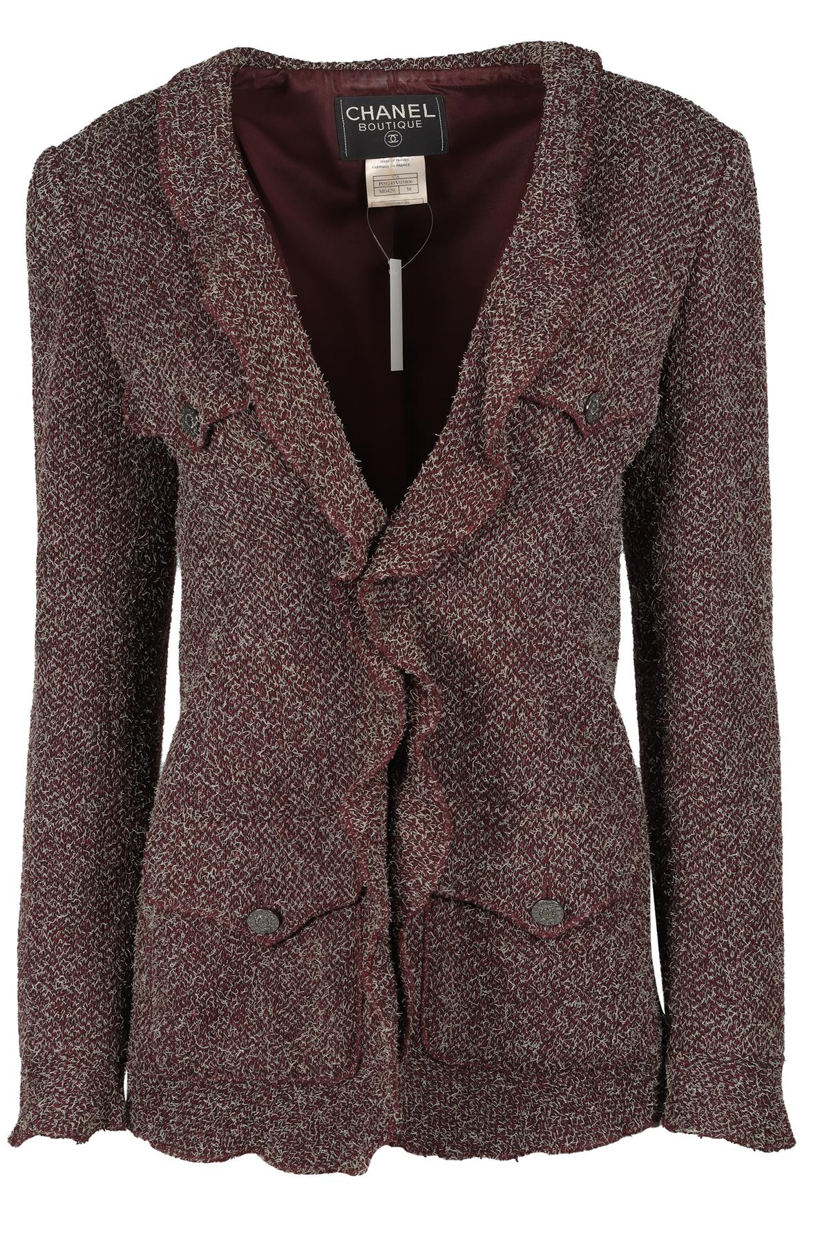 CHANEL BURGUNDY 1997 WOOL BLAZER FR 38 UK 10