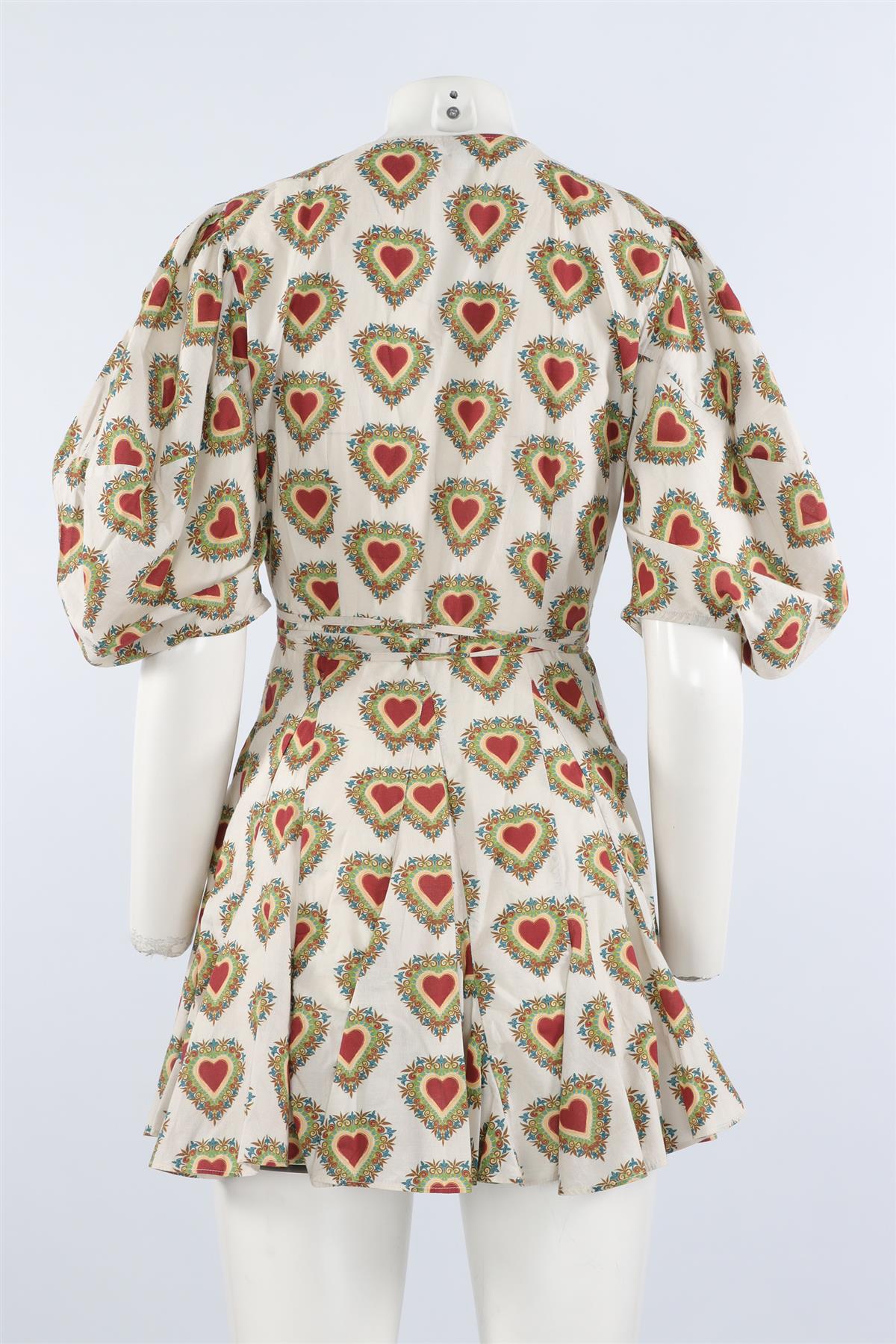 RHODE MULTI COTTON WRAP MINI DRESS MEDIUM