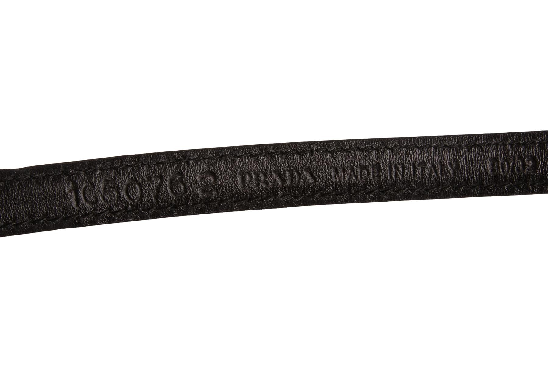 PRADA BLACK PATENT LEATHER WAIST BELT 80CM