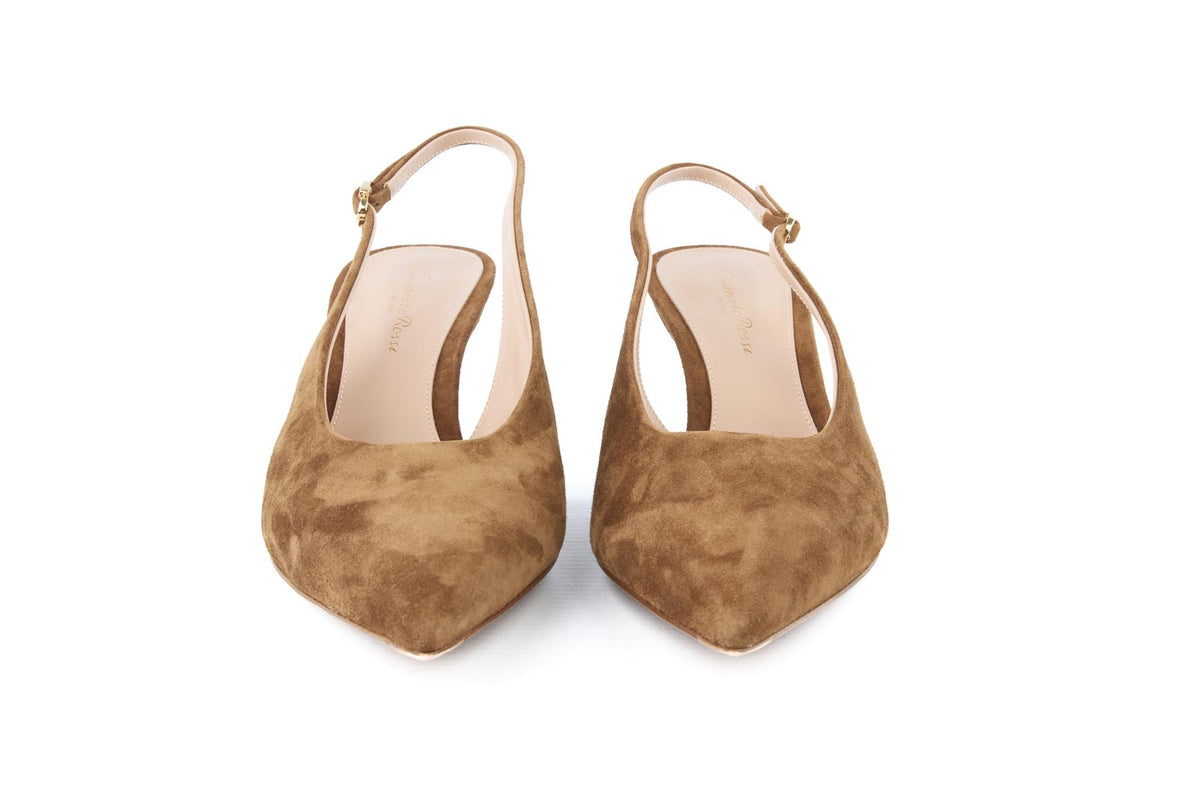 GIANVITO ROSSI BROWN SUEDE SLINGBACK PUMPS EU 38 UK 5 US 8