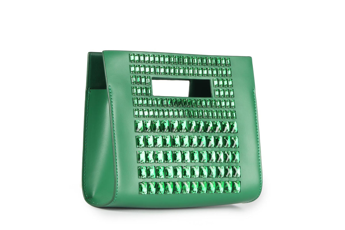 DAVID KOMA GREEN LEATHER SHOULDER BAG