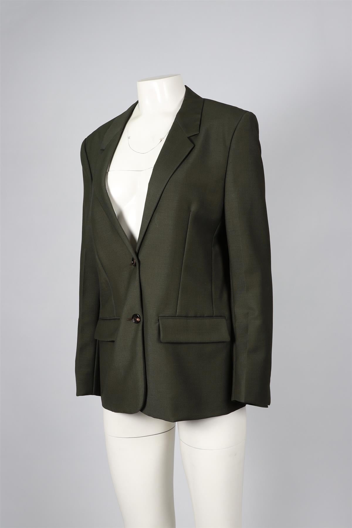 BOTTEGA VENETA GREEN WOOL BLEND BLAZER IT 42 UK 10