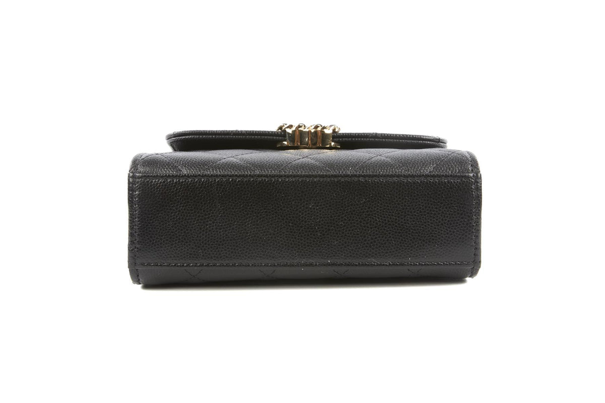 CHANEL BLACK 2023 MINI QUILTED CAVIAR LEATHER TOTE BAG