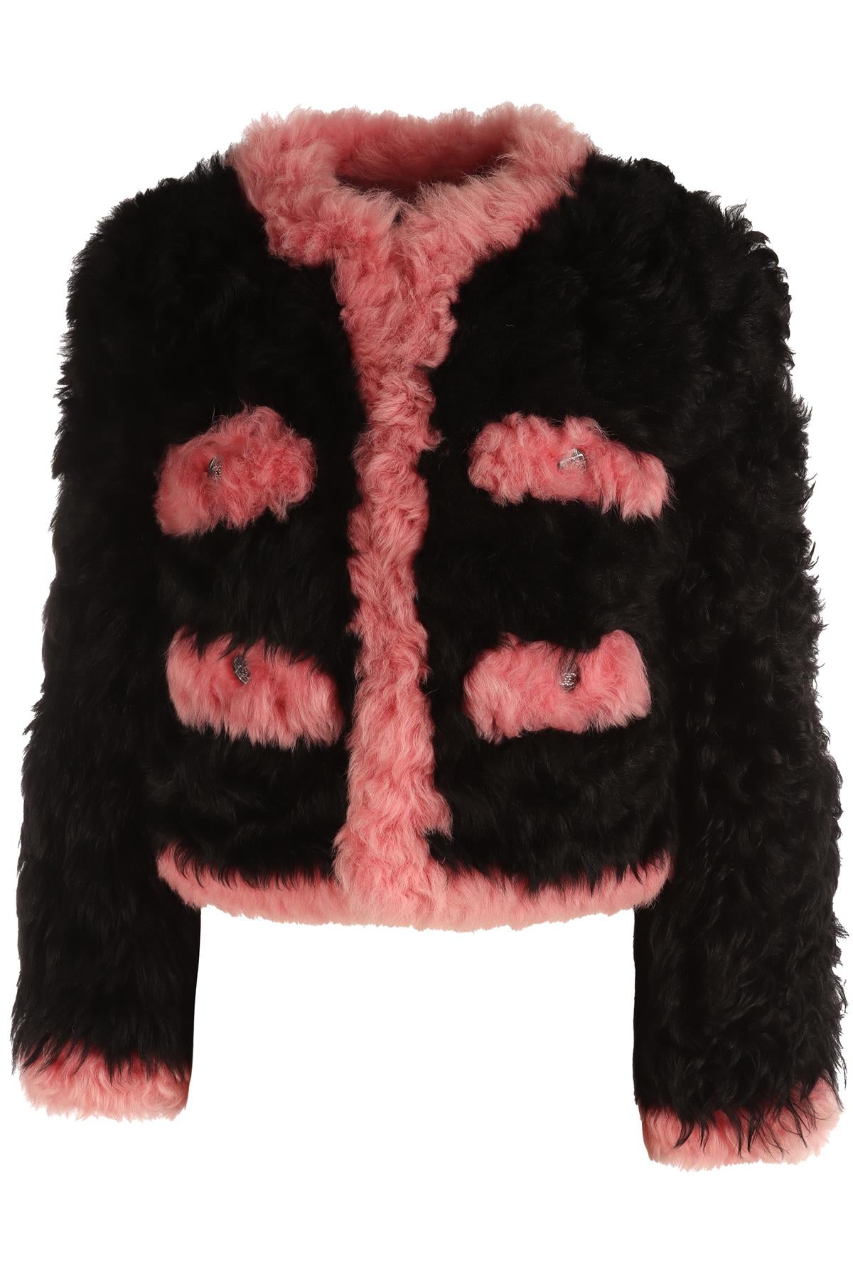 CHANEL BLACK 2021 SHEARLING JACKET FR 36 UK 8